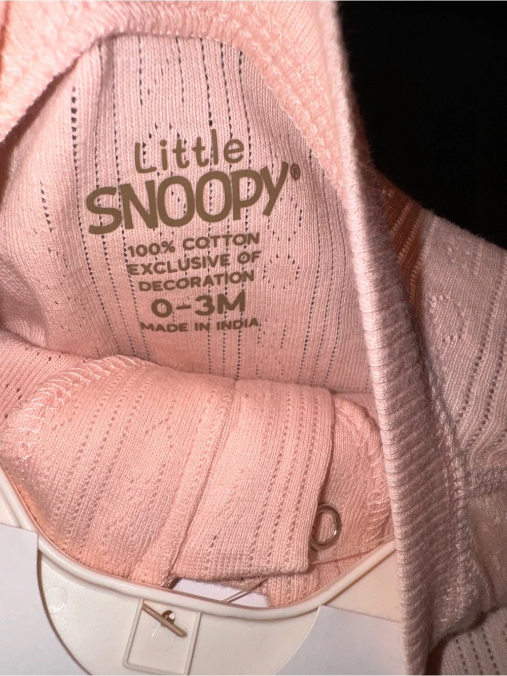 NWT Little Snoopy Peanuts Pink Pointelle Footed Sleeper 0-3M